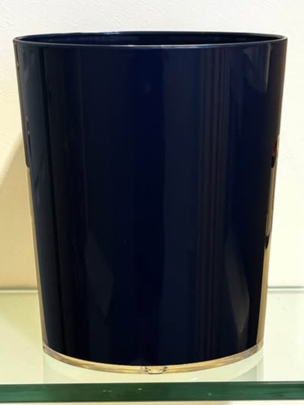 Vintage MCM Lucite Trash Can Waste Basket Bin Royal Blue & Clear